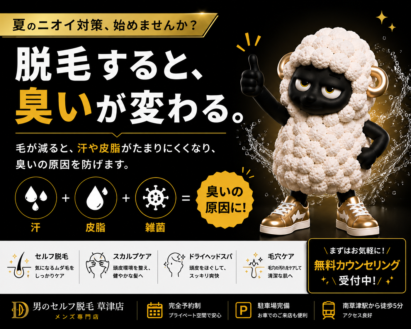 夏のニオイ対策は「脱毛」から始めませんか？のサムネイル