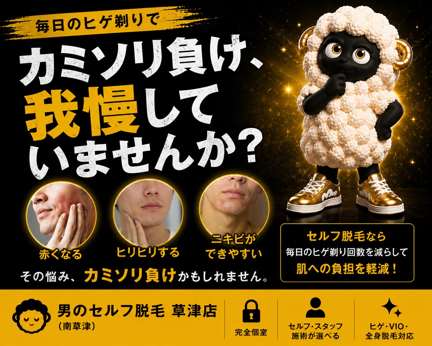 【カミソリ負けを繰り返していませんか？】毎日のヒゲ剃りが肌荒れの原因かもしれませんのサムネイル